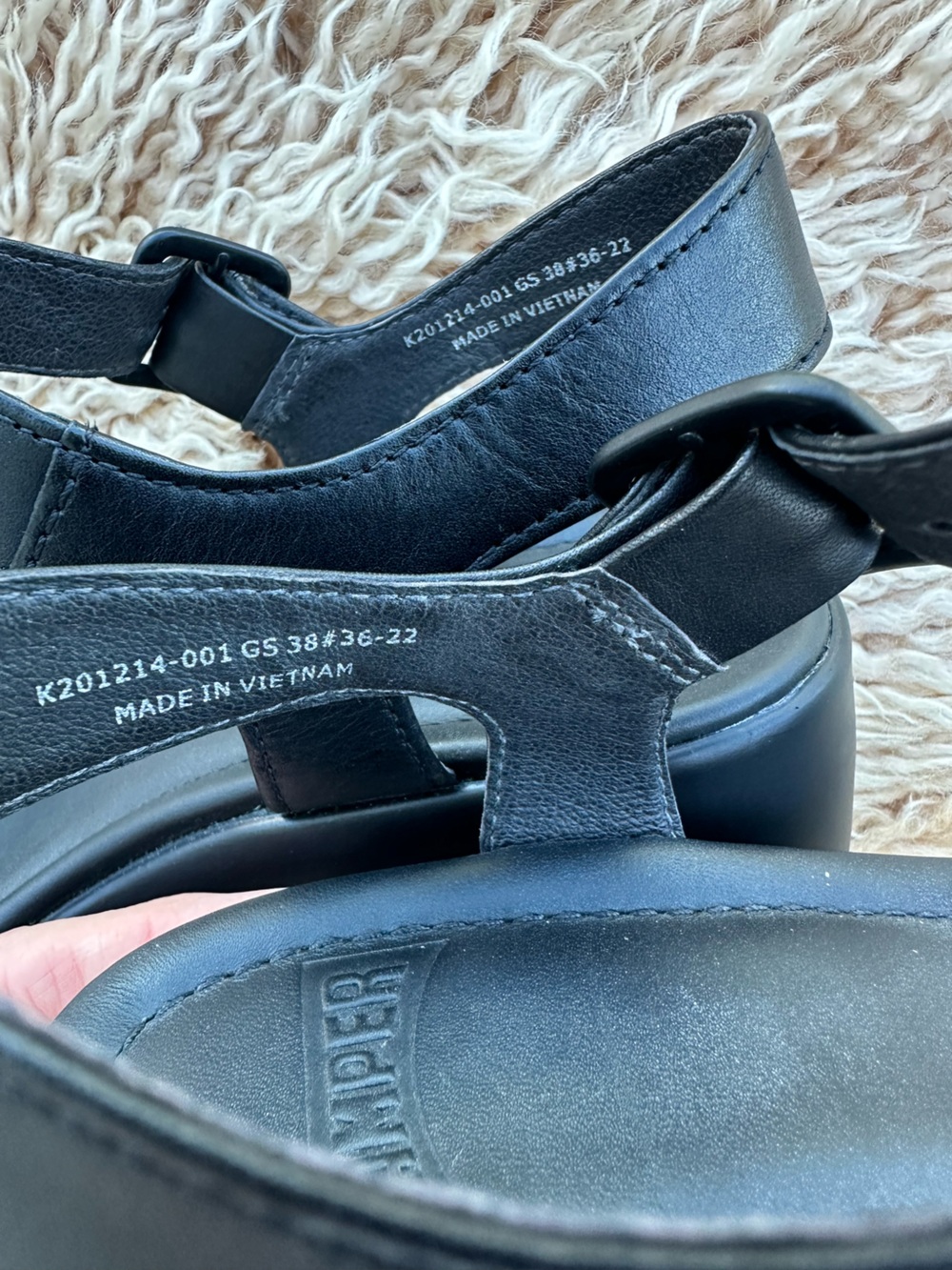 Camper Women’s Black Leather Kaah Buckle Strap Platform Wedge Sandals 38 7.5 - Picture 7 of 9